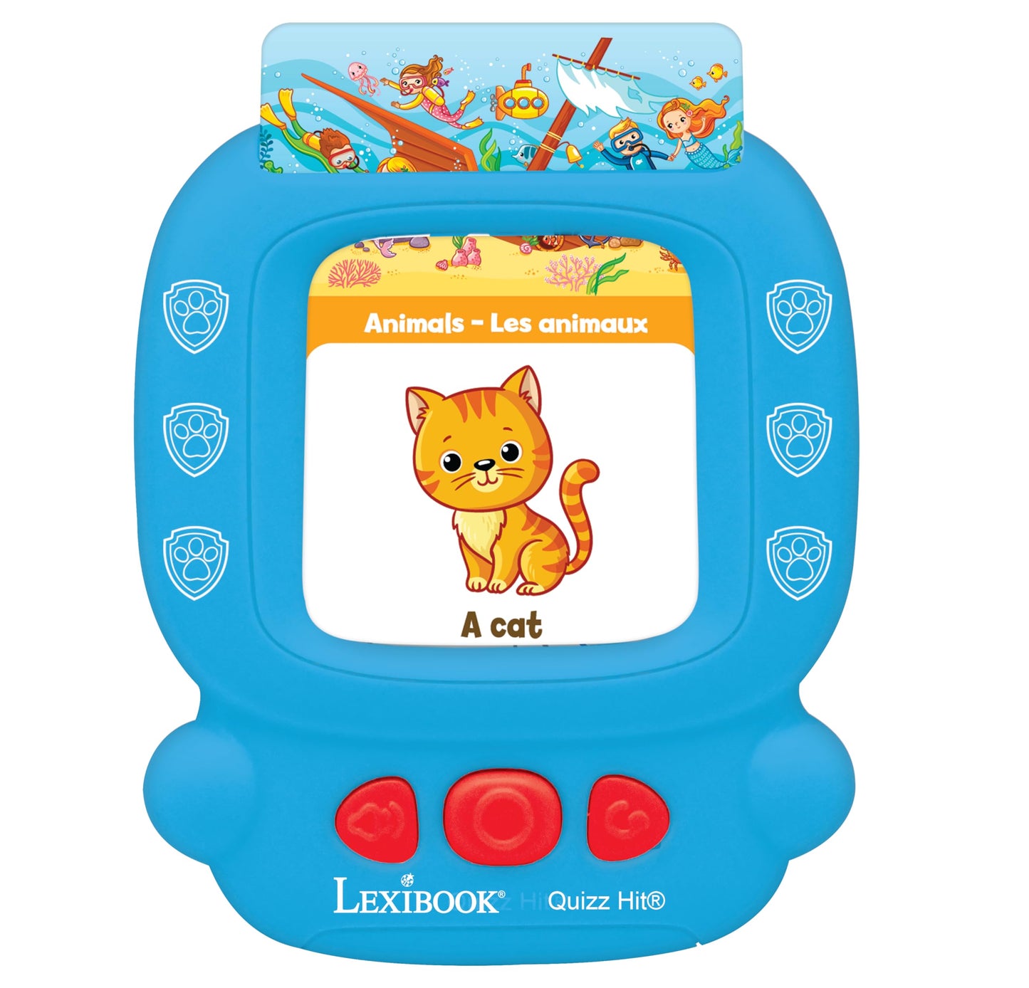 LEXIBOOK, Quizz Hit®, Paw Patrol, Bilingual interactive card reader, English/French, 150 double-sided educational cards, educational quiz & flashcard machine, Red/Blue, JCR10PAi1