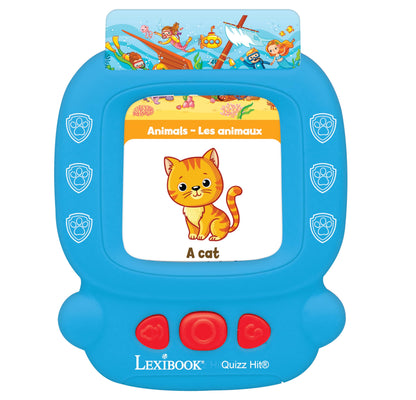 LEXIBOOK, Quizz Hit®, Paw Patrol, Bilingual interactive card reader, English/French, 150 double-sided educational cards, educational quiz & flashcard machine, Red/Blue, JCR10PAi1