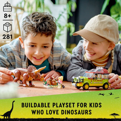 LEGO Jurassic Park Triceratops Research 76959 Jurassic World Toy Building Set; Fun Birthday Gift for Kids Aged 8 and Up, Featuring a Buildable Ford Explorer Car Toy, Dinosaur Figure and 2 Minifigures