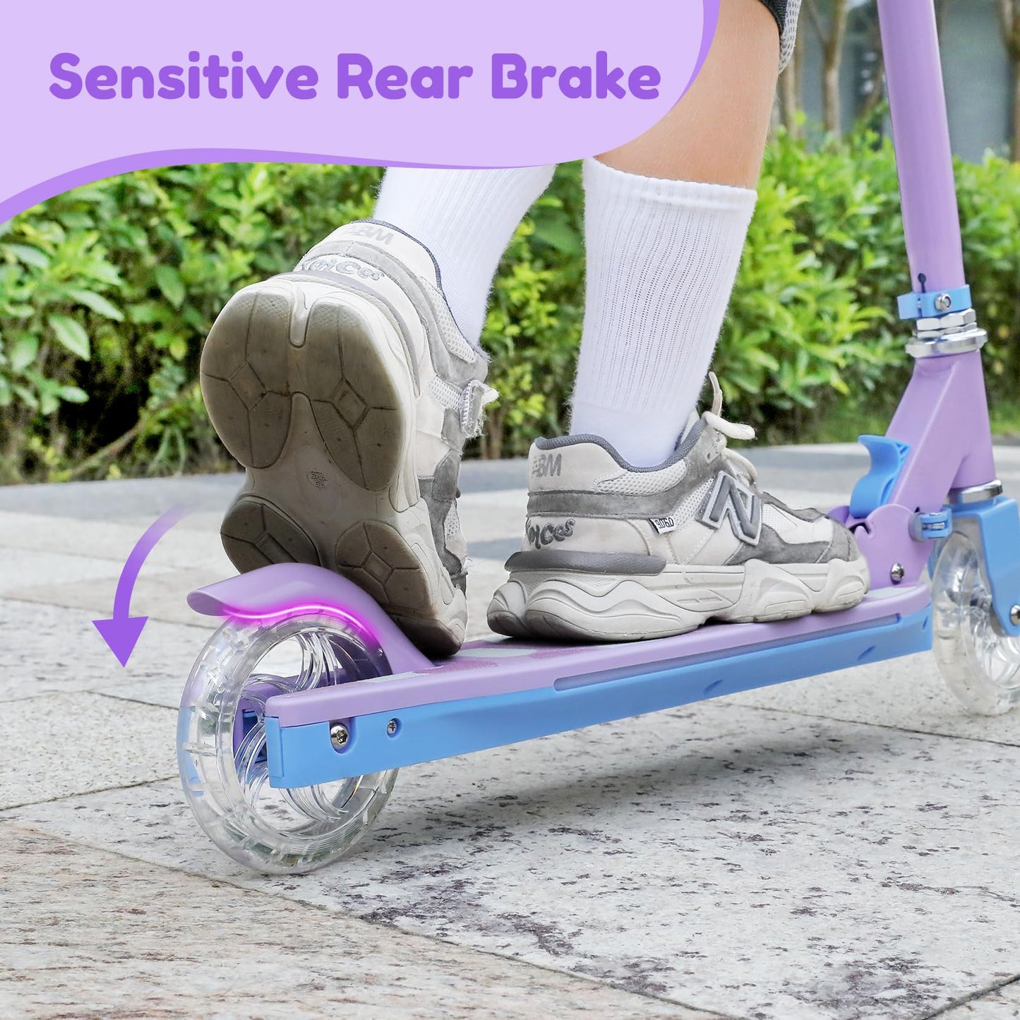 Scooter for Kids Ages 5-12 TONBUX Folding 2 Wheel Kids Scooter with Light Up Wheels & Stem & Deck, 3 Adjustable Height Handle, Lightweight Portable Kick Scooters for Girls Boys Toddler, up to 50kg