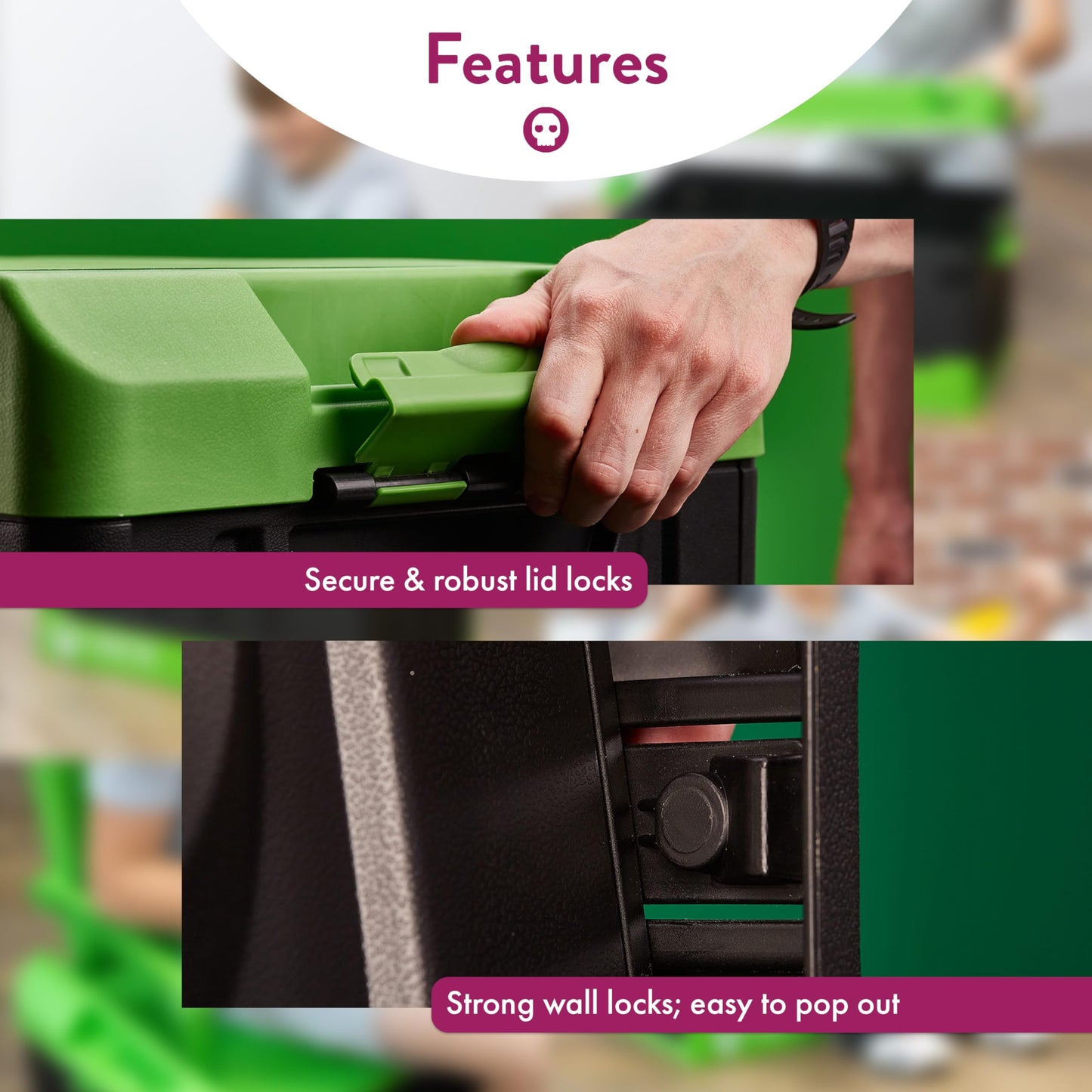 Numskull Xbox 2-in-1 toy storage box and folding chair with lid and handles, designed for gaming and family room organization.