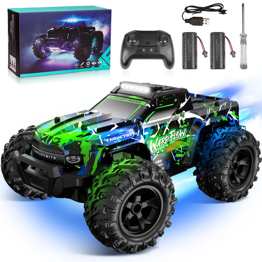 JOYTREKY Remote Control Cars - 1:18 Rc Car HighSpeed 25KMH+ LED Light with Spray 2.4GHz All Terrain Off Road Truck Toys 2 Rechargeable Batteries 60 Min Playtime Fast Racing Toy for Kids Adults - Green