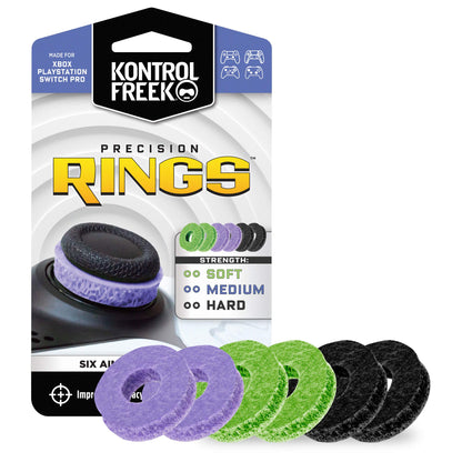 KontrolFreek Precision Rings for PlayStation and Xbox controllers, aiming aid and motion control accessory for enhanced gameplay.