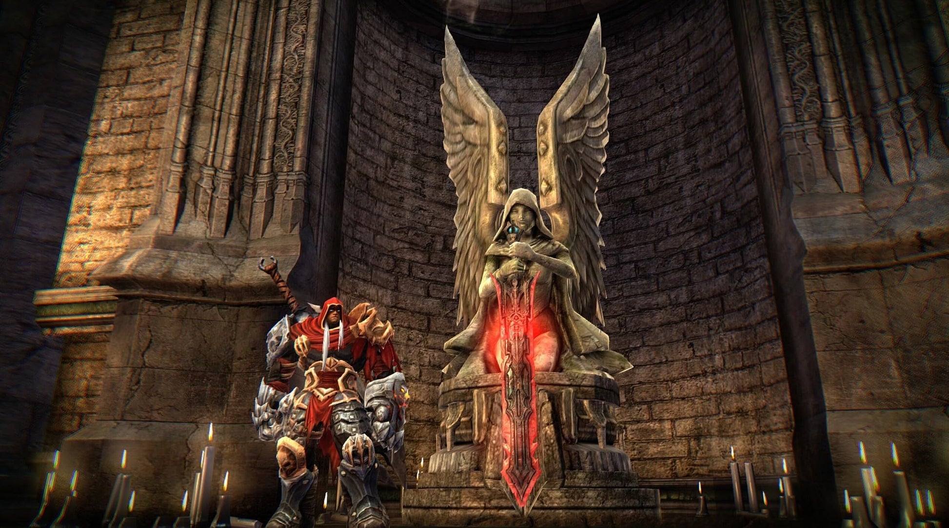 Darksiders Warmastered game for PlayStation 5 showing cover art with dark fantasy artwork and THQ Nordic branding.