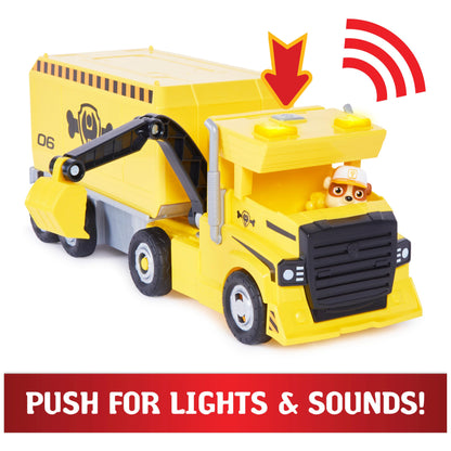 PAW Patrol, Rubble 2-in-1 Transforming X-Treme Truck with Excavator Toy, Crane Toy, Lights and Sounds, Action Figures, Kids’ Toys for Ages 3 and up