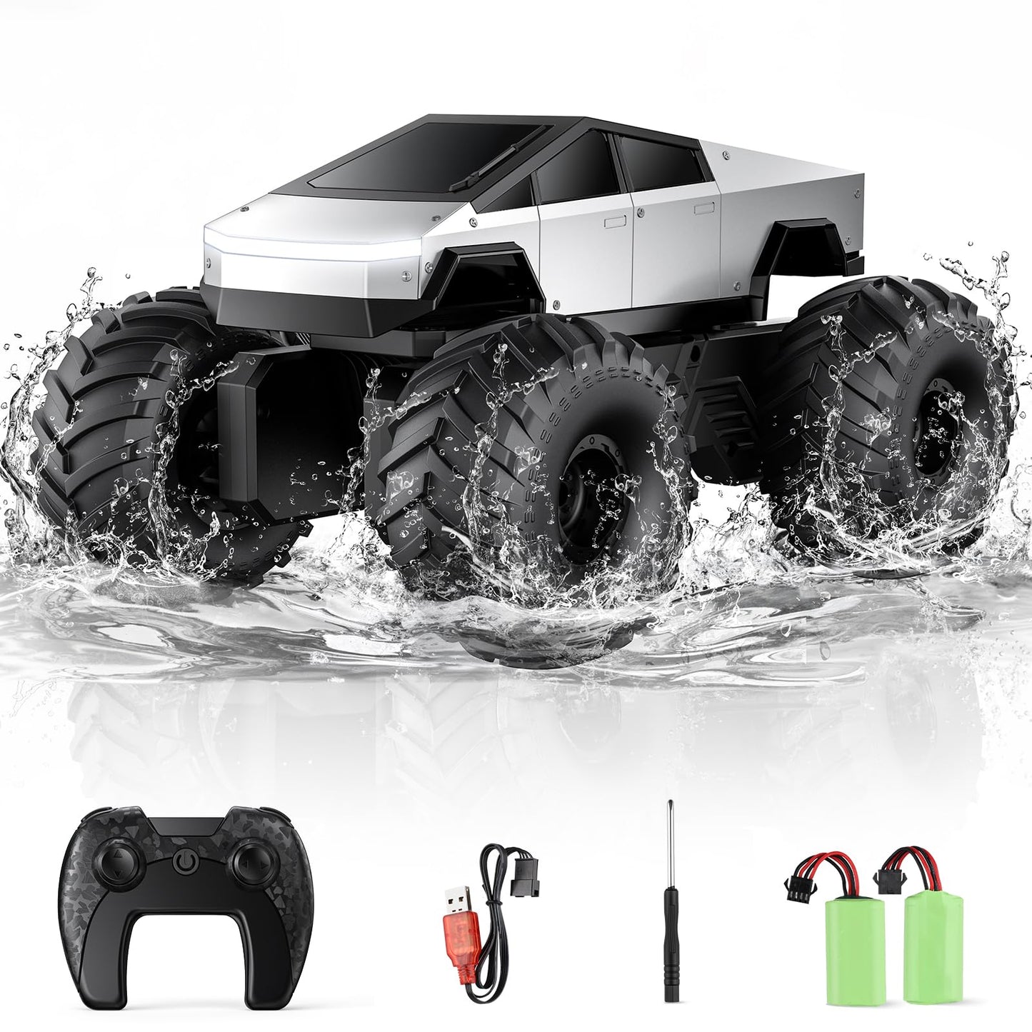 ENEPHE 1:16 amphibious remote control monster truck, waterproof 4WD off-road RC car for boys and girls, suitable for ages 5+