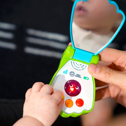 Baby Einstein Ocean Explorers Shell Phone musical toy for babies age 6 months and up, featuring colorful ocean-themed design and buttons