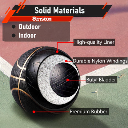 Senston Size 7 Basketball With Pump - Indoor/Outdoor Street Game Training Ball