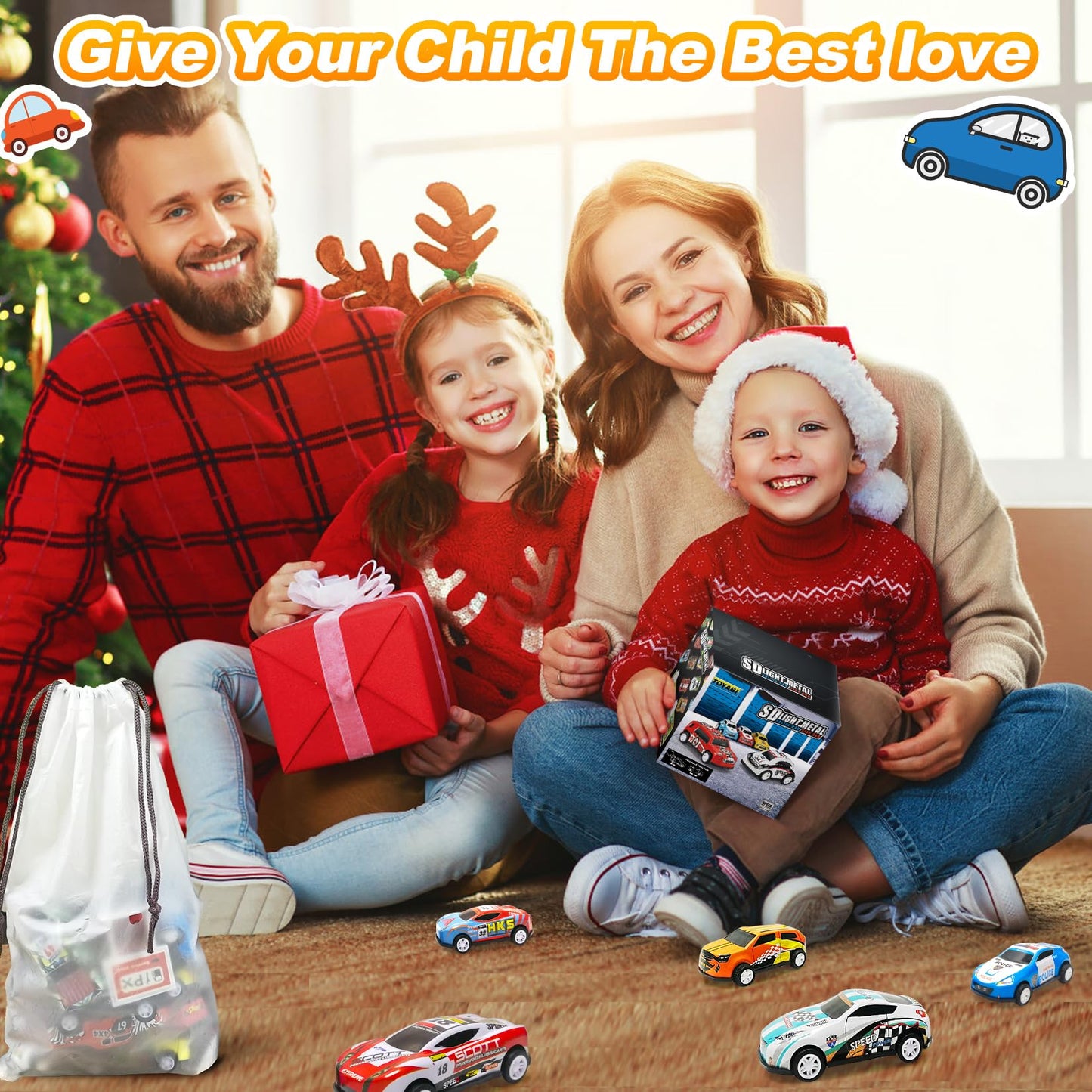 TOYABI 22-piece metal race car set with mini pull-back cars and roadblocks for kids ages 3 to 8.