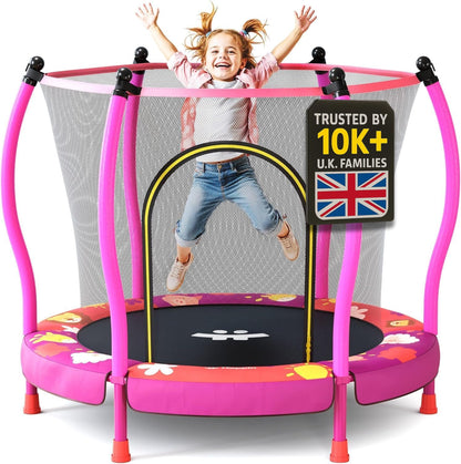 Happin 55” Toddler Trampoline, Indoor & Outdoor, Ages 1-6, 5FT Kids, Ultra Safe Rebounder Mini Trampoline for Kids with Safety Enclosure Net, for Toddler Boys & Girls