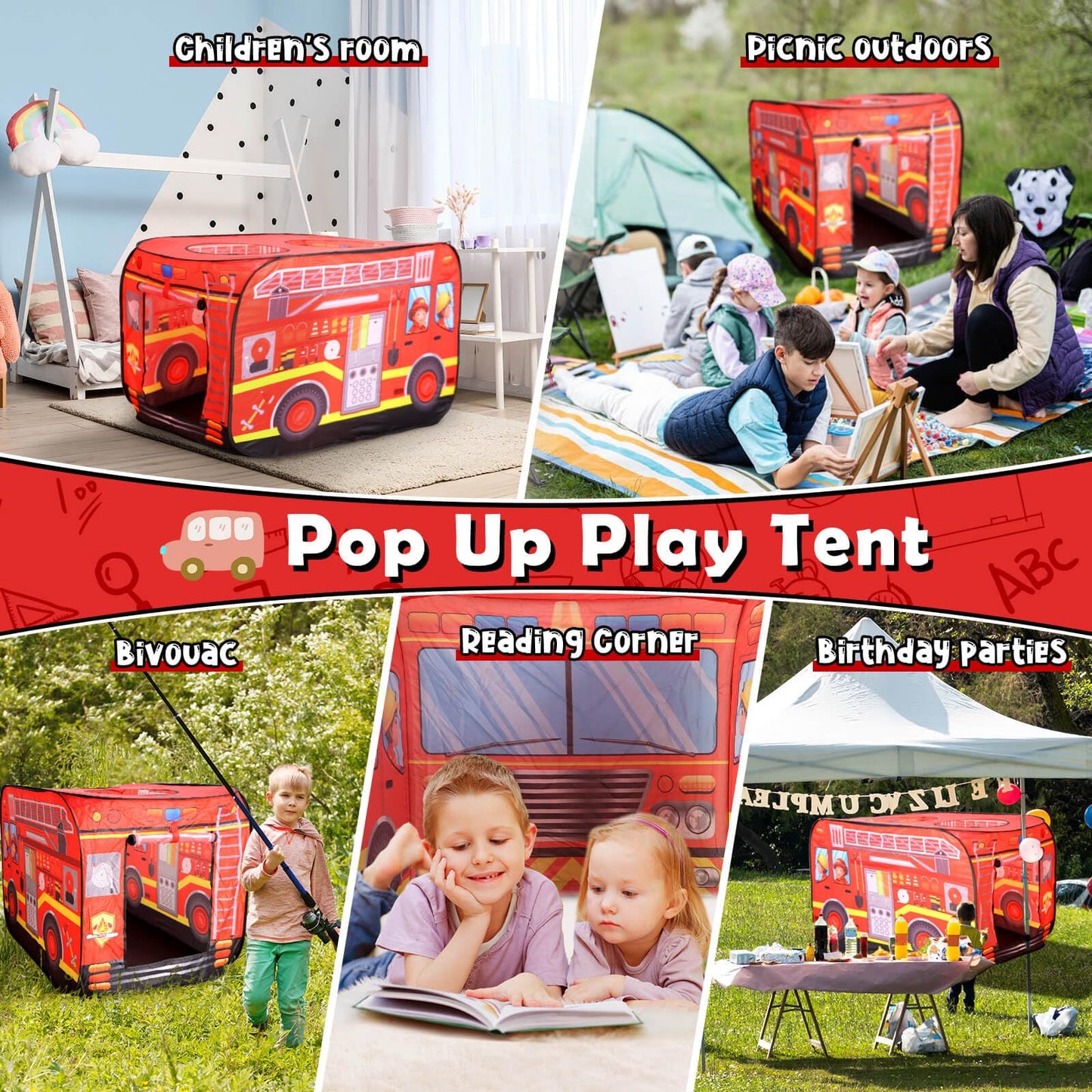 Britik Toys for 3-8 Year Old Kids: Truck Play Tent Pop Up Playhouse Toys for Kids Gifts for 3 4 5 6 7 8 Year Old Boys Girls Toy Presents Foldable Play Tent Set Outdoor Indoor Garden Childrens Toy