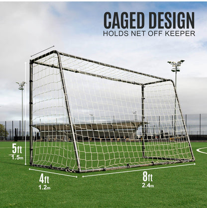 QUICKPLAY GS Football Goals - Super Durable Galvanized Steel Football Goal [5 Sizes] Regulation Sizes, Deep Net, Moveable & Weather Resistant [Single Goal]