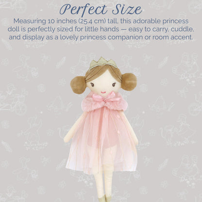 MON AMI Tinsley The Princess Pocket Doll 10"/25 cm | Soft Plushie Toy in Sparkling Dress & Crown | Portable Cuddly Princess Doll for Gifting, Playtime & All Ages
