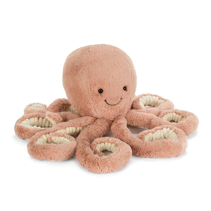 Jellycat Odell Octopus plush toy, 23 cm, featuring soft fabric and smiling expression, perfect for cuddles and play.