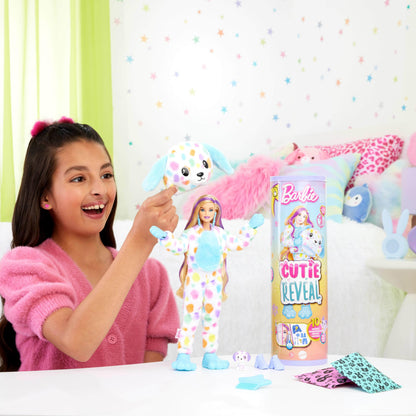 Barbie Cutie Reveal Doll & Accessories with Rainbow Dalmatian Plush Costume & 10 Surprises Including Color Change, Color Dream Series, HRK41