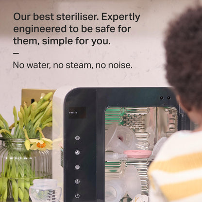 Tommee Tippee Ultra UV Steriliser, Dryer and Storage, Black, for Baby Bottles and Accessories, Steam-Free to Kill Viruses^ and 99.9% of Harmful Bacteria