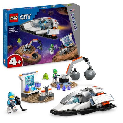 LEGO City Spaceship and Asteroid Discovery Set with alien figure and 2 astronaut minifigures for imaginative play.