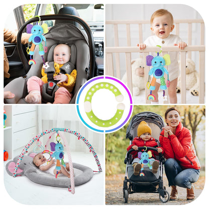 Venditer baby pram toy, plush sensory rattle clip-on for car seats and strollers, designed for newborns 0-6 months.
