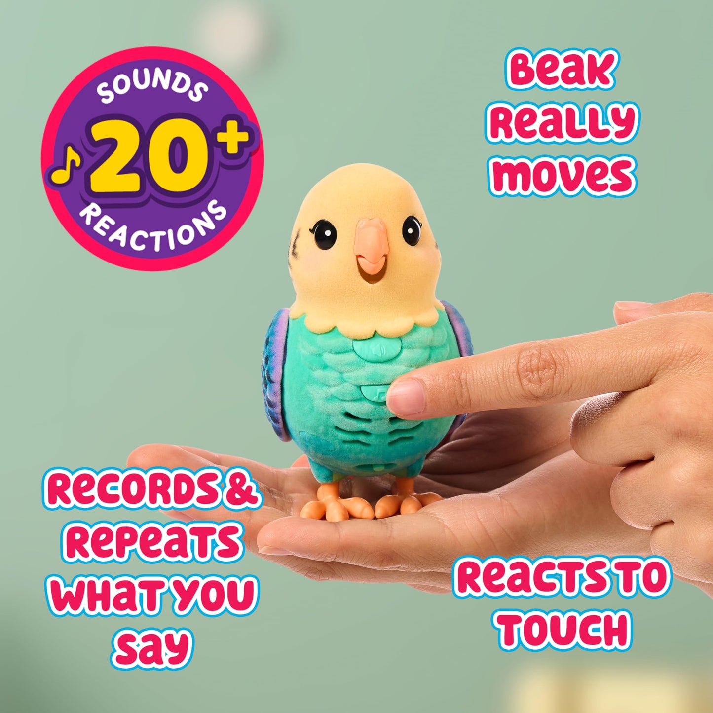 Little Live Pets My Really Real Bird & Cage - Indie, Interactive, Realistic Pet Bird, 20+ Sounds & Reactions (25cm/9,8in Cage, 10,9cm/4,3in Bird), Records & Repeats or Whistles Back, Carry & Display
