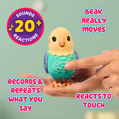 Little Live Pets My Really Real Bird & Cage - Indie, Interactive, Realistic Pet Bird, 20+ Sounds & Reactions (25cm/9,8in Cage, 10,9cm/4,3in Bird), Records & Repeats or Whistles Back, Carry & Display