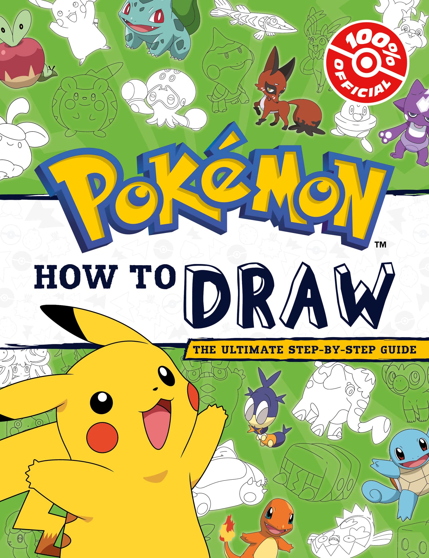 Official guidebook by Farshore on how to draw Pokémon, featuring Pikachu and other popular characters.
