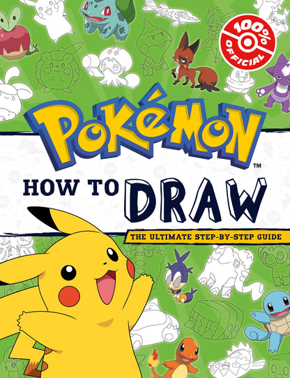 Official guidebook by Farshore on how to draw Pokémon, featuring Pikachu and other popular characters.