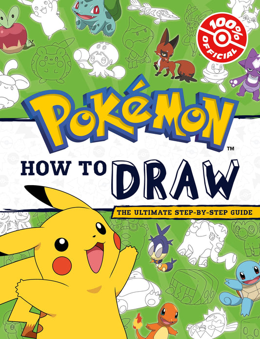 Official guidebook by Farshore on how to draw Pokémon, featuring Pikachu and other popular characters.