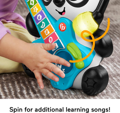 Fisher-Price Link Squad Jam & Count Panda baby learning toy with music, lights, and colorful links for children 9+ months.