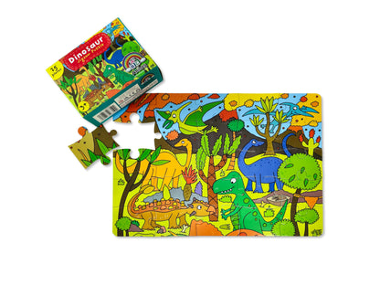 Anila's Children's Jigsaw Puzzle Set with 6 designs, 25 pieces each, suitable for ages 3-8, showing colorful puzzle images on a table.
