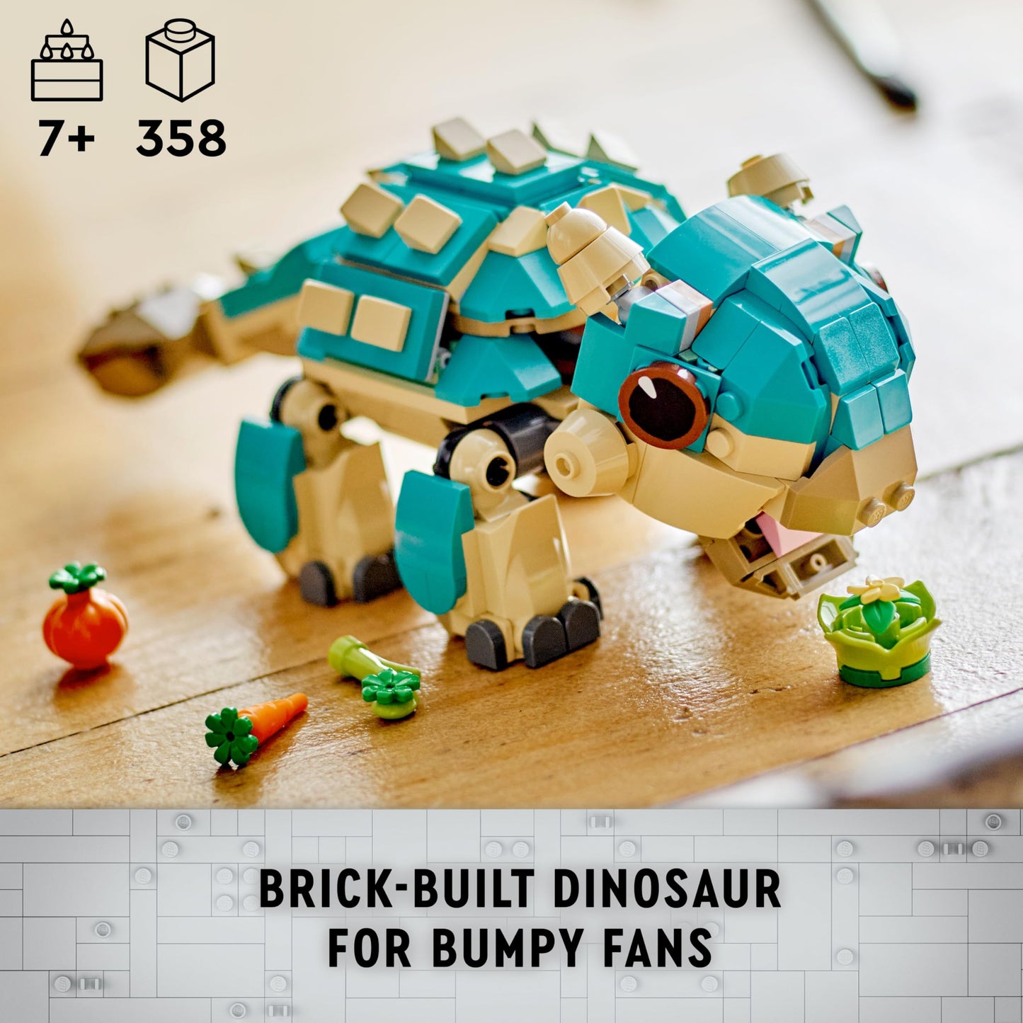 LEGO Jurassic World Baby Bumpy Ankylosaurus dinosaur toy set for kids, featuring a cute, detailed dinosaur figure.