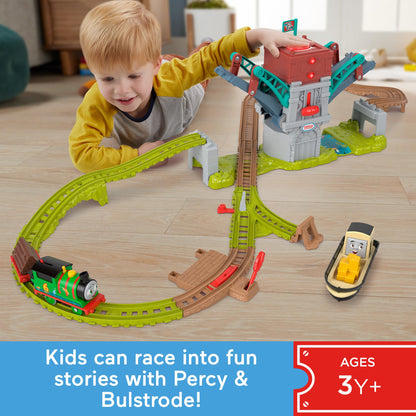 Thomas & Friends Train Set Talking Bulstrode & Which-Way Bridge Track Playset with Sounds & Percy Engine for Kids Ages 3+ Years, UK English Version, HYR84