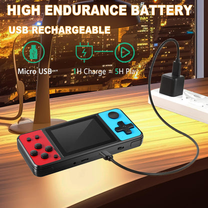 ZHISHAN 32-bit handheld gaming device for kids with 3.0-inch IPS screen, built-in 139 video games, rechargeable portable arcade player