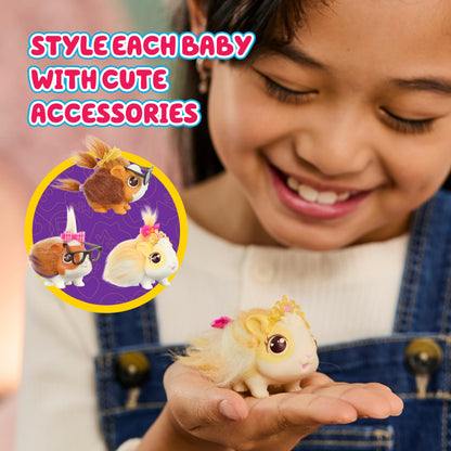 Little Live Pets 26410 Soft, Interactive Mama Guinea Pig and her Hutch, and her 3 Surprise Babies. 20+ Sounds & Reactions. Batteries Included. for Kids Ages 4+,7.8 x 11.93 x 11.38 inches