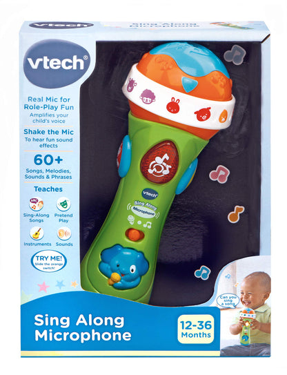 VTech Sing Along Microphone for Kids, Toddler Toy Microphone with Amplified Voice Effect and Animal Sounds, Educational Toys for Boys and Girls 1, 2, 3+ Year Olds, 78763, English Version