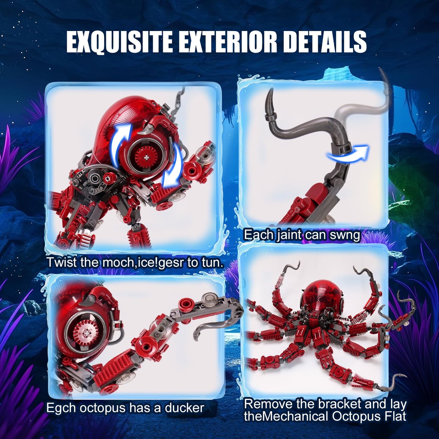 Ideas Mechanical Octopus Building Sets for Adult,Compatible with Lego Ocean Animal Collection Toy Home or Office Decor for Adults STEM Building Gift for Teens Boys & Girls 8-16 （882pcs）