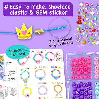 EZCRA Kids Bracelet Making Kit – Make 14 Jewelry Kit for Girls Age 5 - Beads for Kids - Friendship Bracelet Craft Set - Easy DIY Bracelet Kit, Gift for Girls 4-6