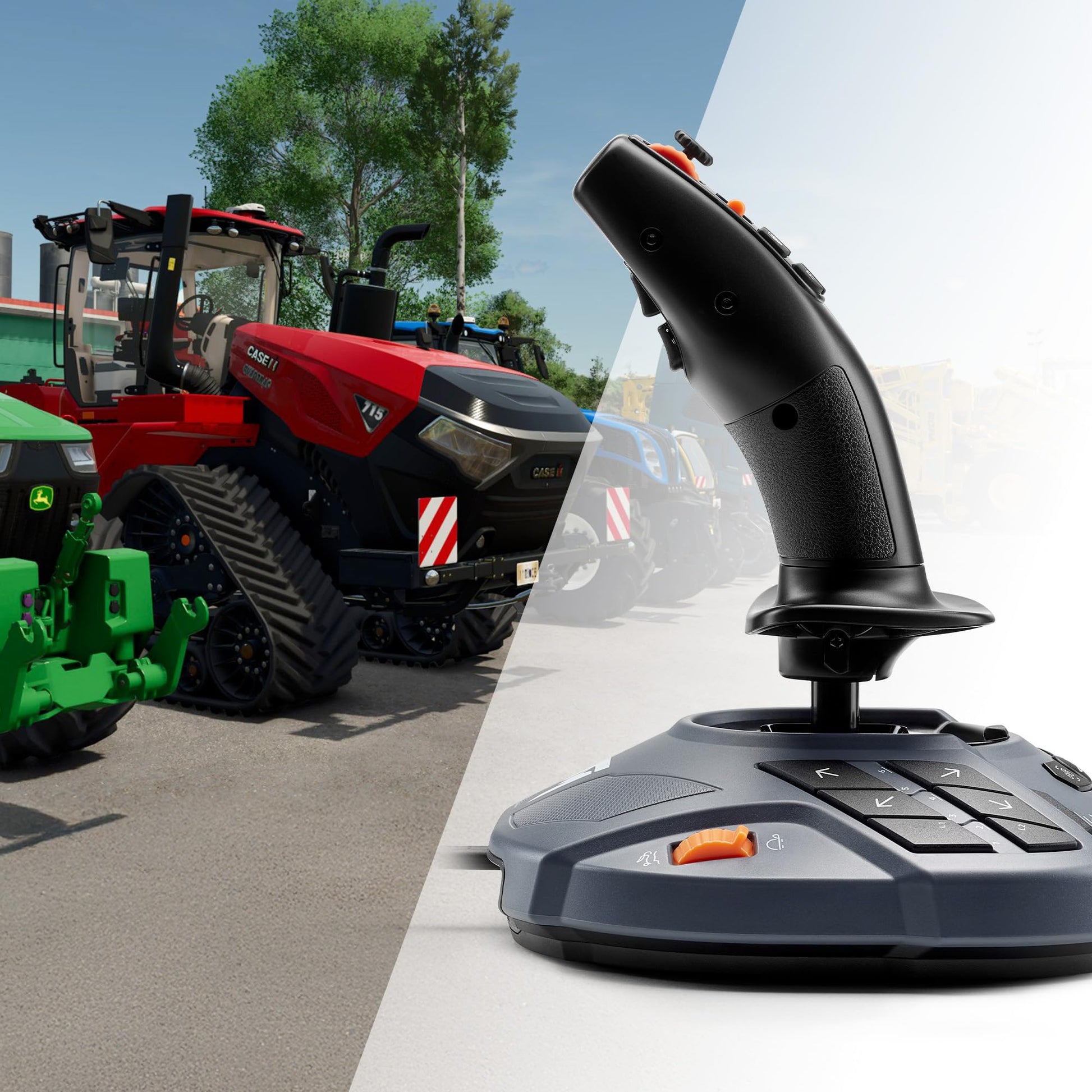Thrustmaster SimTask FarmStick multifunctional farming joystick for PS5 and PC with multiple control buttons and ergonomic design.