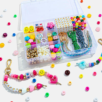 TOVABA 421PCS Beaded Keychain Making Kits for Women and Girls – DIY Acrylic Heart, Star, Flower and Alphabet Beads for Bag Charms, Jewelry Making and Craft Supplies