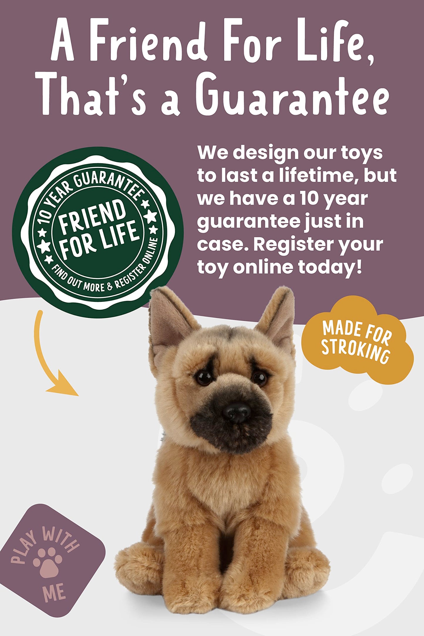 Living Nature German Shepherd Soft Toy | Fluffy Dog Animal | Soft Toy Gift for Kids | 21 cm