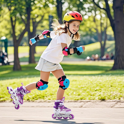 Kids Inline Skates Girls, Adjustable Roller Skates Blades with Light Up Wheels for Beginners Girls (Purple, Medium (UK 1-4))