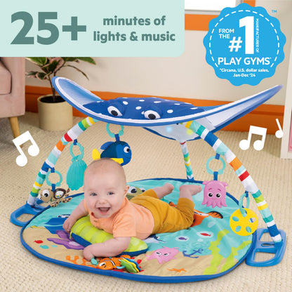 Bright Starts, Disney Baby, Finding Nemo Ocean Lights Baby Activity Gym and Play Mat with Detachable Toys, Sound and Music, Ages Newborn +