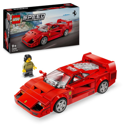 LEGO Speed Champions Ferrari F40 model car with driver minifigure, perfect for kids' bedroom decoration and imaginative play.