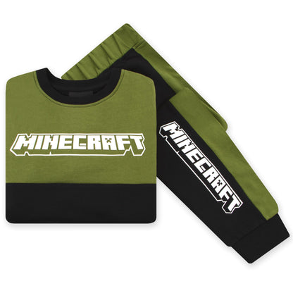 Minecraft Boys Sweatshirt And Joggers, Skeleton And Creeper 2 Piece Outfit, Gaming Boys Clothing, Black 6-7 Years