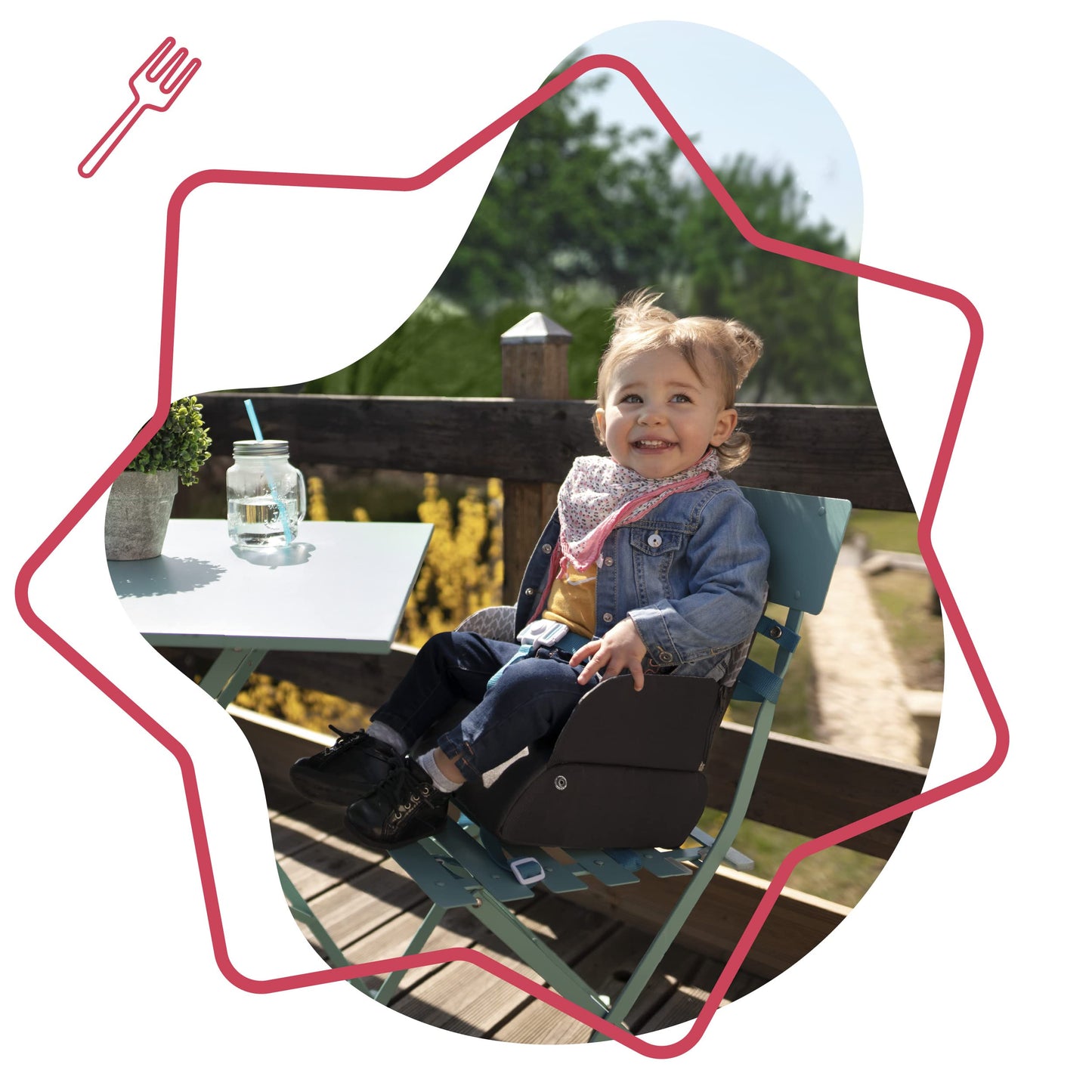 Badabulle Yummy Travel Feeding Booster Seat, Grey, 1 Count (Pack of 1)