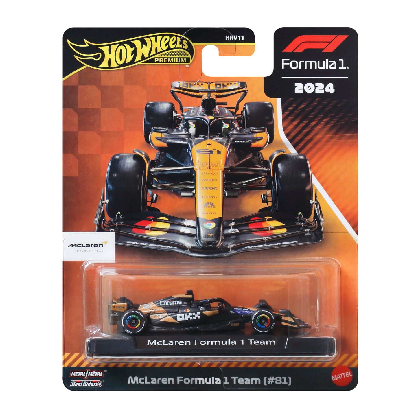 Hot Wheels 1:64 Scale Premium Die-Cast Formula 1 Collectible Toy Race Car with Real Riders Tires & Metal/Metal Body & Chassis (Styles May Vary), JBM11