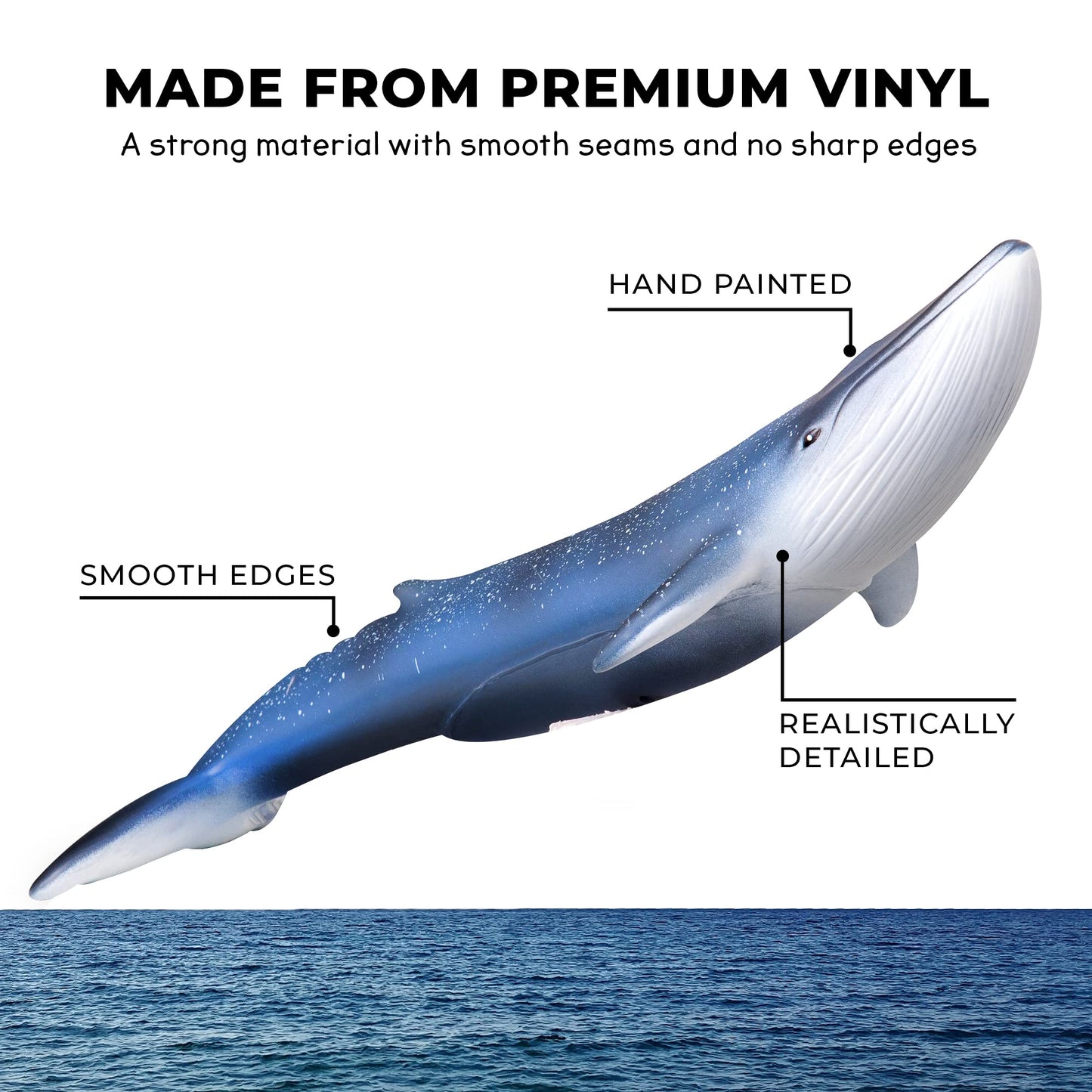 Set of 7 jumbo sea animal figures including a shark, whale, and dolphin toys for children by Learning Minds.