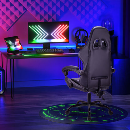 Gray T-THREE ergonomic high-back gaming chair with adjustable lumbar and headrest, swivel design, suitable for office and gaming use