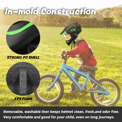 Lixada Kids Full Face Helmet Detachable Child Boys Girls Bike Helmet Protective Gear for Cycling Skateboarding Roller Skating Cycle Helmet 52-58cm