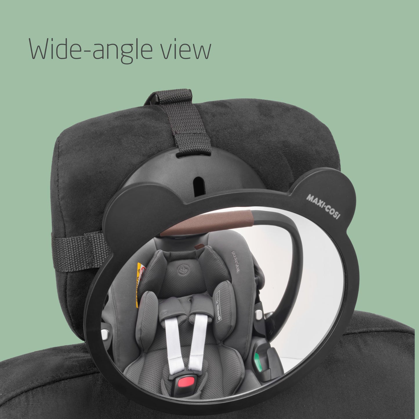 Maxi-Cosi Back Seat Mirror, Car Seat Mirror 360° Adjustable, Wide-Angle View, Easy to Install, Crash Tested and Approved, for Baby, Infant, Toddler and Child, Black