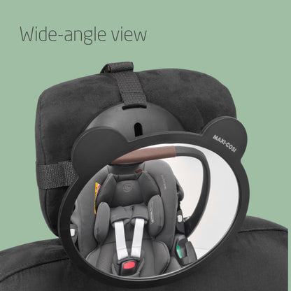 Maxi-Cosi Back Seat Mirror, Car Seat Mirror 360° Adjustable, Wide-Angle View, Easy to Install, Crash Tested and Approved, for Baby, Infant, Toddler and Child, Black